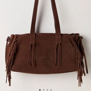 Free People Brown Suede Fringe Shoulder Bag